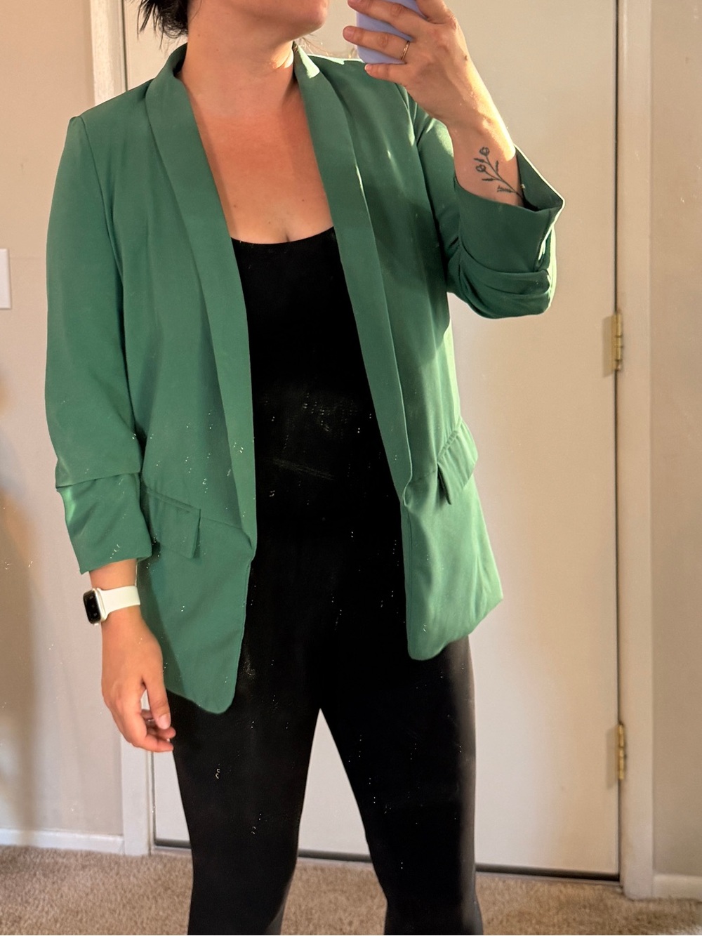 Green Women's Open Front Blazer Jacket